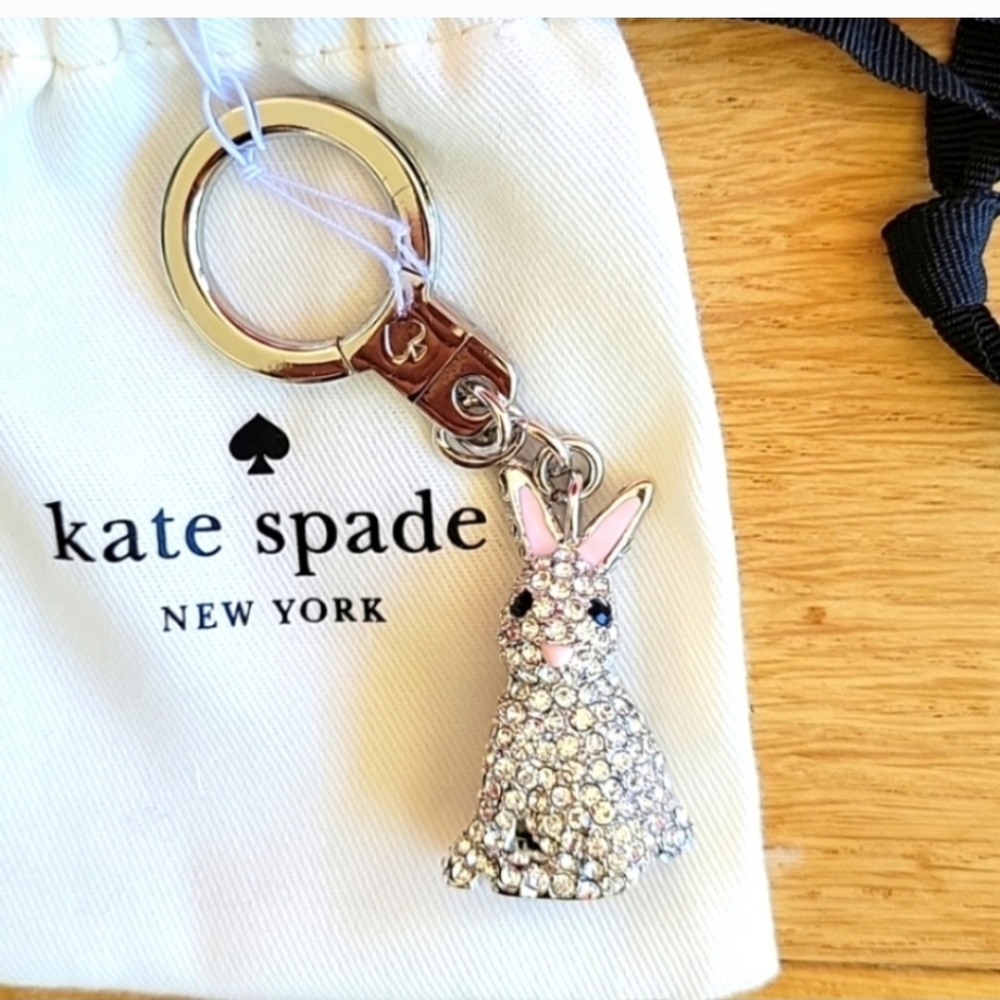 Kate Spade NWT Crystal Pave Bunny Rabbit Keychain - Picture 2 of 8